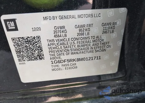 2021 Cadillac Ct4 Premium Luxury из США, поврежденный, VIN 1G6DF5RK8M0121711